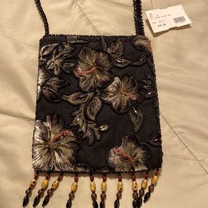 Velvet beaded handbag